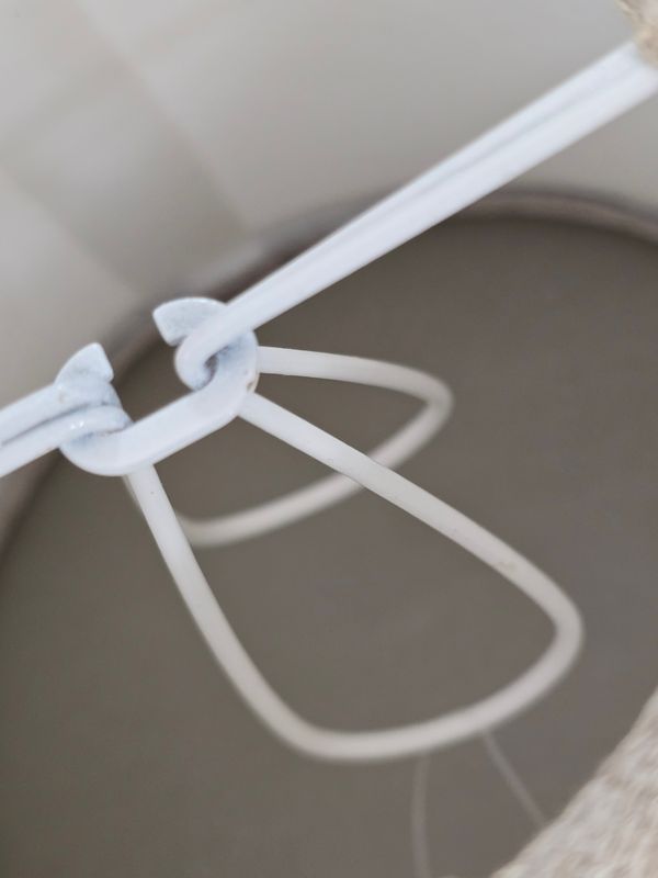 ROUND WHITE LINEN TRIM CANDLE BULB CLIP ON SHADE 12.5cm