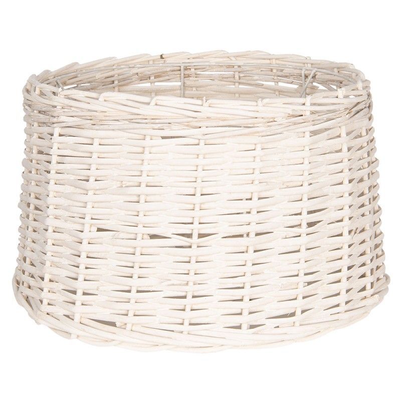 LARGE WHITE RATTAN LAMP SHADE 45x27cm