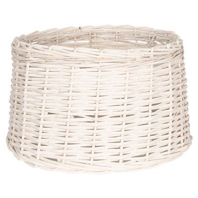 LARGE WHITE RATTAN LAMP SHADE 45x27cm