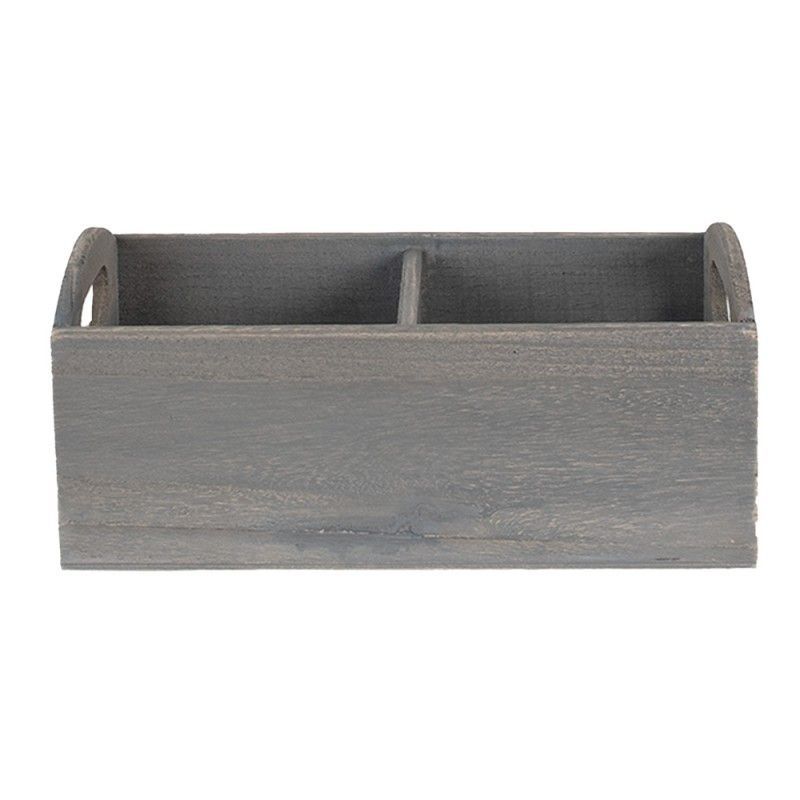 GREY WOODEN STORAGE CRATE