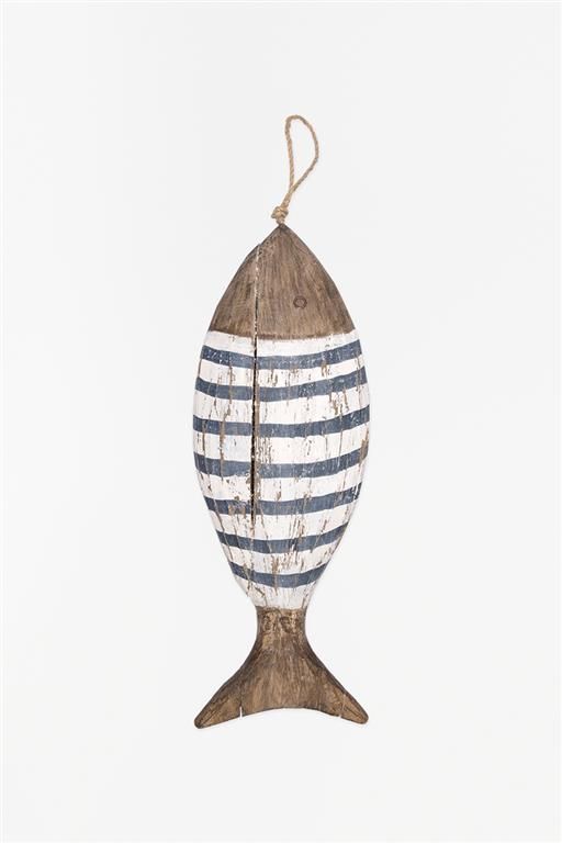 STRIPEY WOODEN HANGING FISH