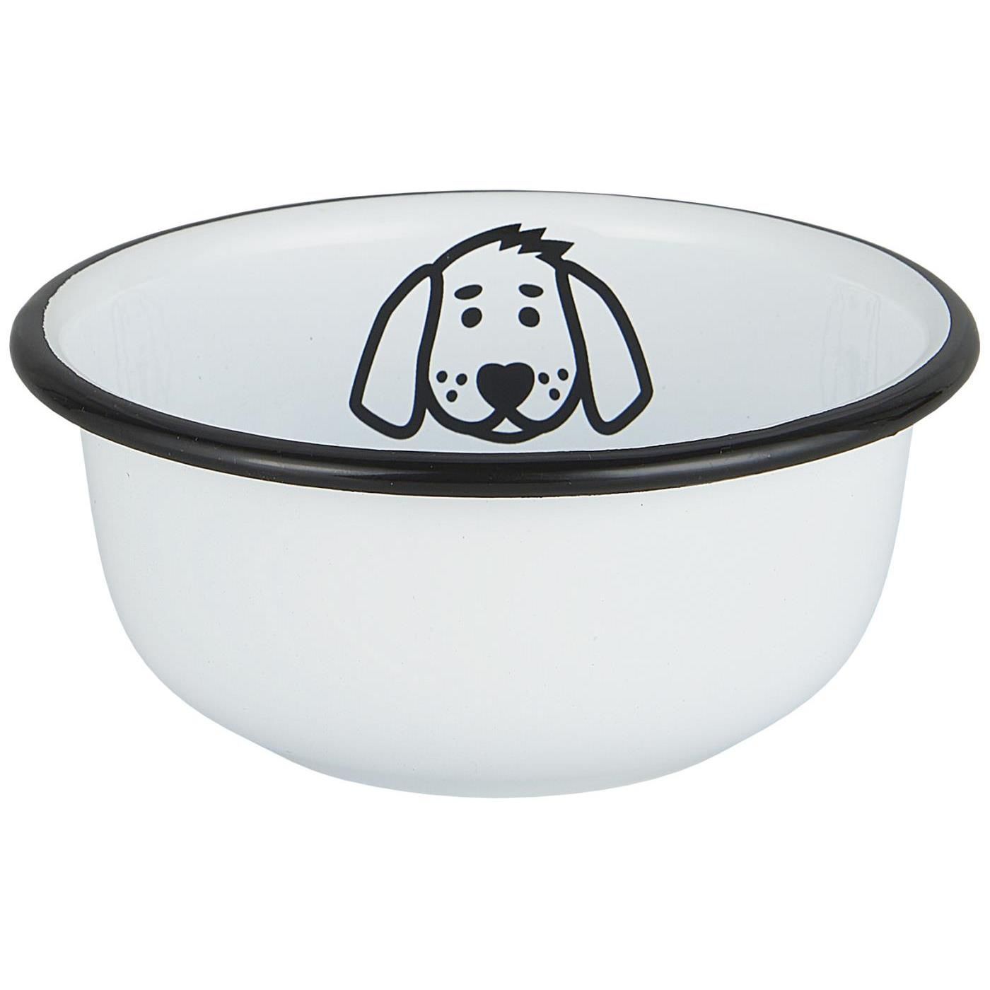 WHITE ENAMEL DOG BOWL MINI