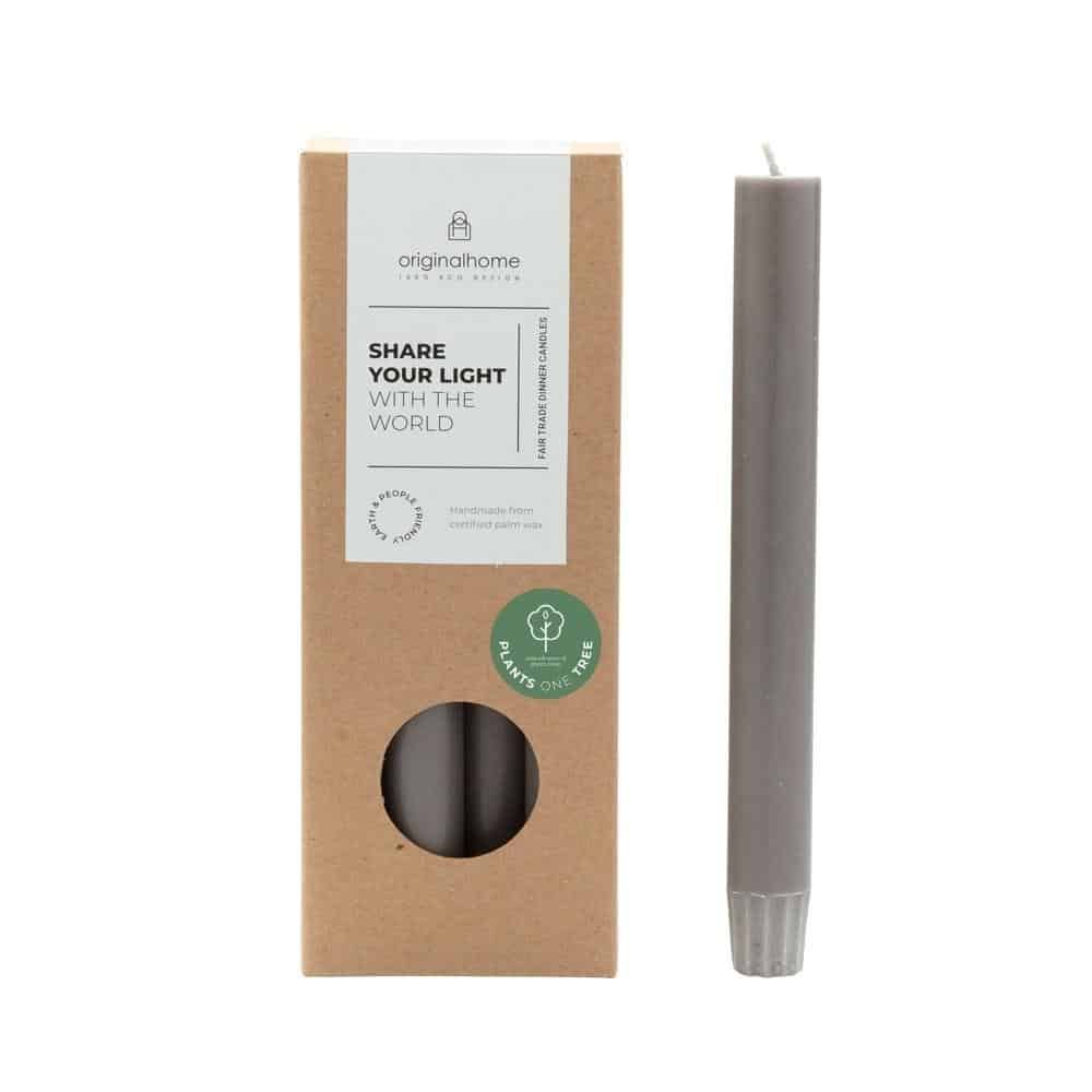 VEGAN DINNER CANDLE 10 PACK- DARK GREY