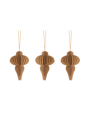 MADDOX CHRISTMAS TEARDROP BAUBLES SET OF 3 IN CINNAMON