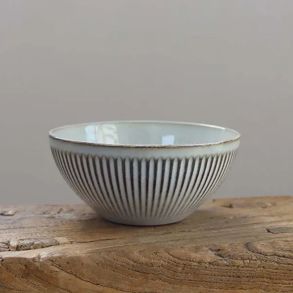 LARGE STRIPY BOWL IN OLIVE