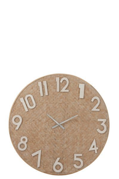 WHITE WASH REED ROUND CLOCK