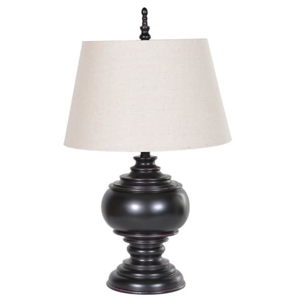 BLACK TEMPLE LAMP WITH BEIGE SHADE BLACK TEMPLE LAMP WITH BEIGE SHADE