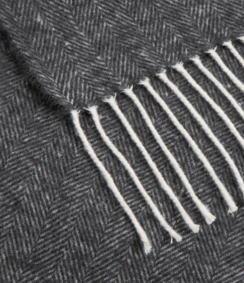 CHARCOAL COTTON HERRINGBONE THROW