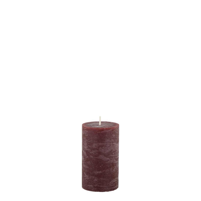 RUSTIC PILLAR CANDLE 10x6cm IN DARK RED