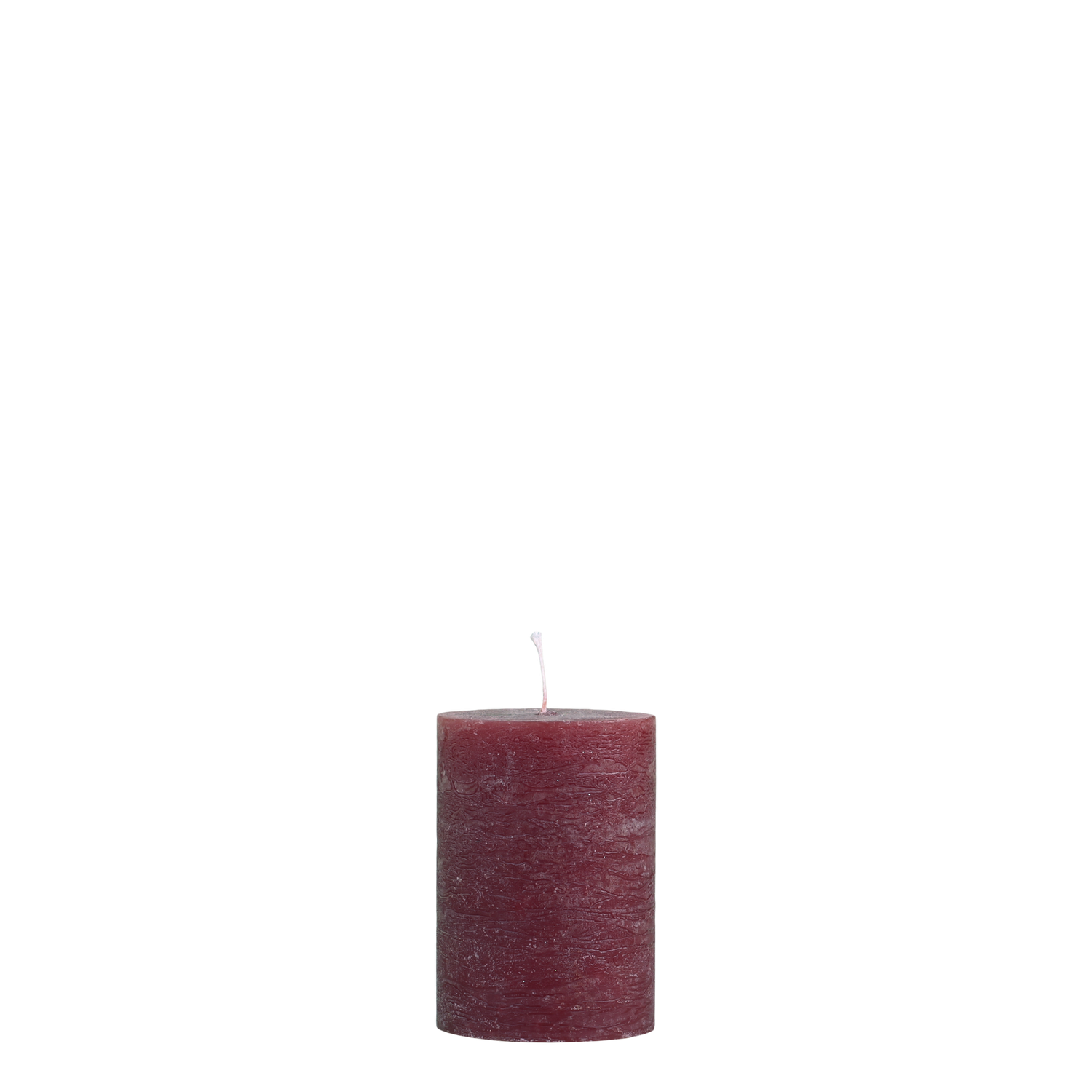 RUSTIC PILLAR CANDLE IN DARK RED 10x7cm