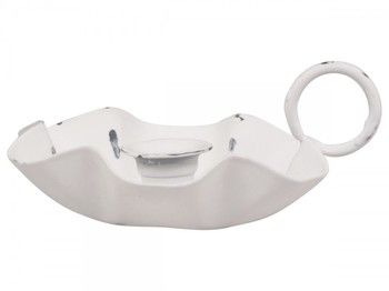 WHITE FRILL EDGE CHAMBERSTICK FOR TAPER CANDLES