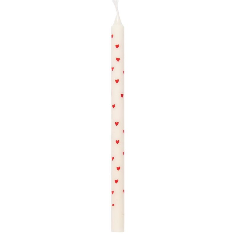 4 X TALL WHITE TAPER CANDLES WITH LOVE HEARTS
