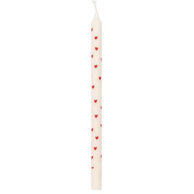 4 X TALL WHITE TAPER CANDLES WITH LOVE HEARTS