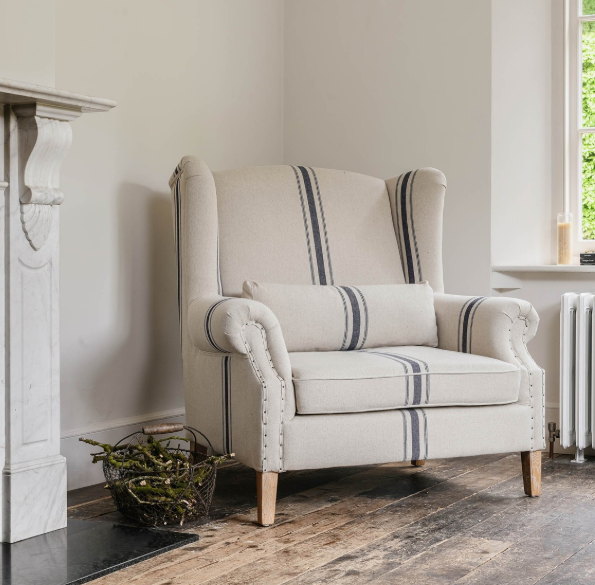 JAMES BLUE STRIPE LOVESEAT
