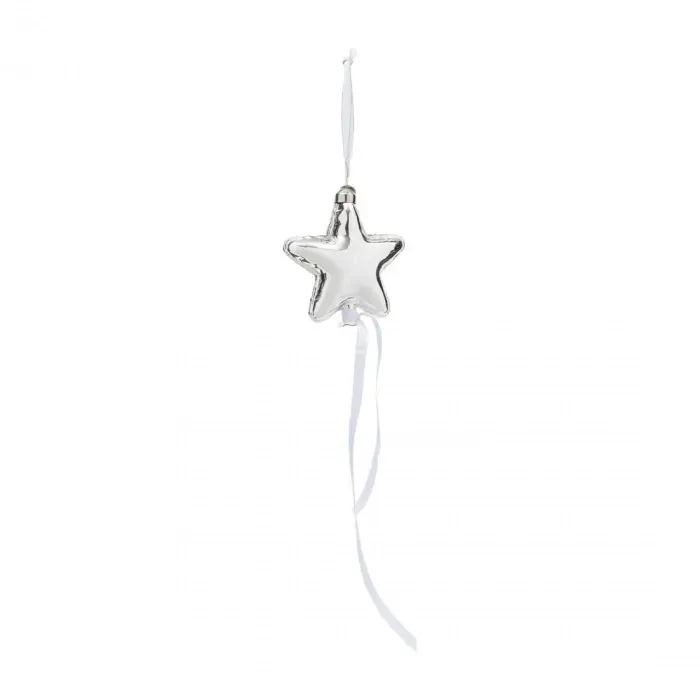 GLASS STAR BALLOON ORNAMENT SMALL IN SILVER