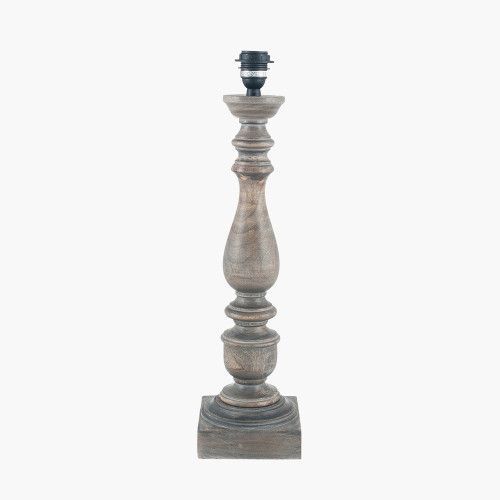 ALIA GREY WASH TURNED MANGO WOOD TABLE LAMP BASE