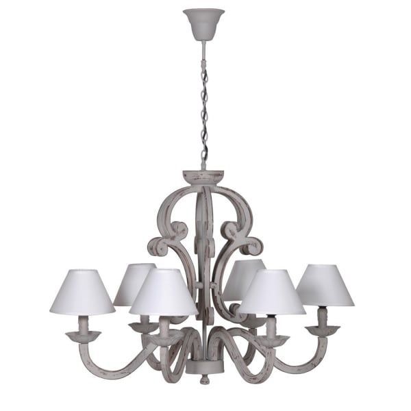 MONET GREY 6 ARM CHANDALIER