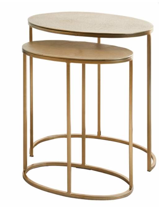 LERONA SET OF 2 AGED GOLD SIDE TABLES