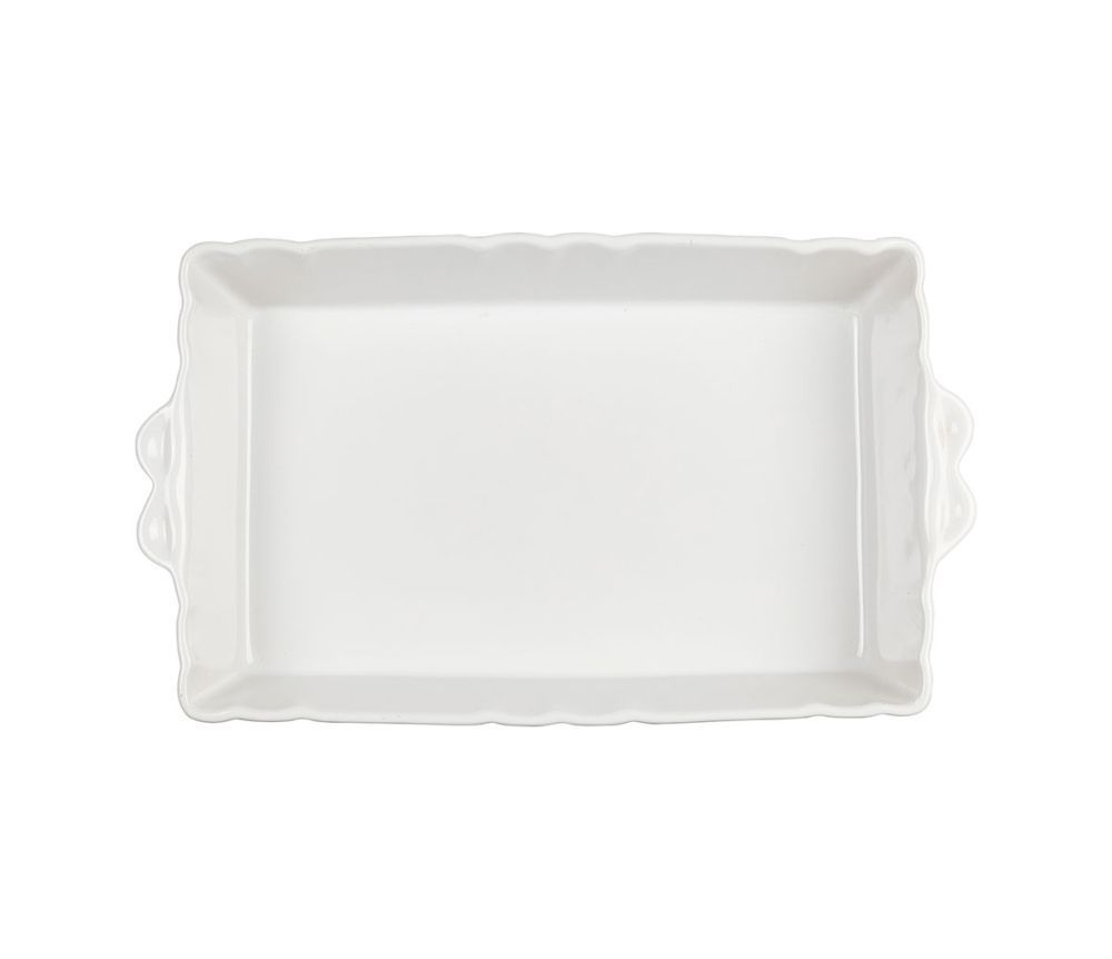 WHITE STONEWARE OVEN DISH 36 X 23 X 7CM