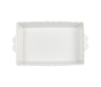 WHITE STONEWARE OVEN DISH 36 X 23 X 7CM