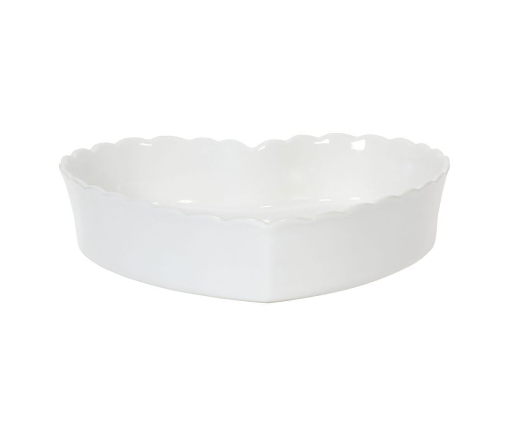 WHITE HEART STONEWARE BAKING DISH