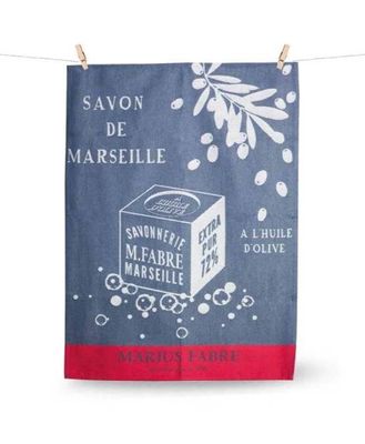 MARIUS FABRE COTTON TEA TOWEL WITH RED STRIPE