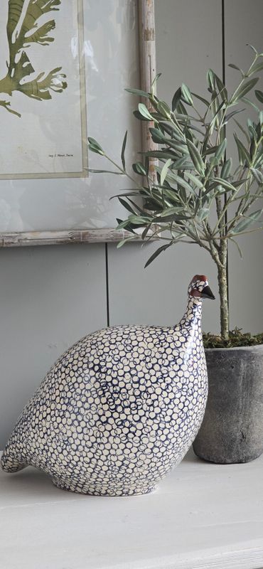 LARGE DARK NAVY AND WHITE SPOTTED GUINEA FOWL