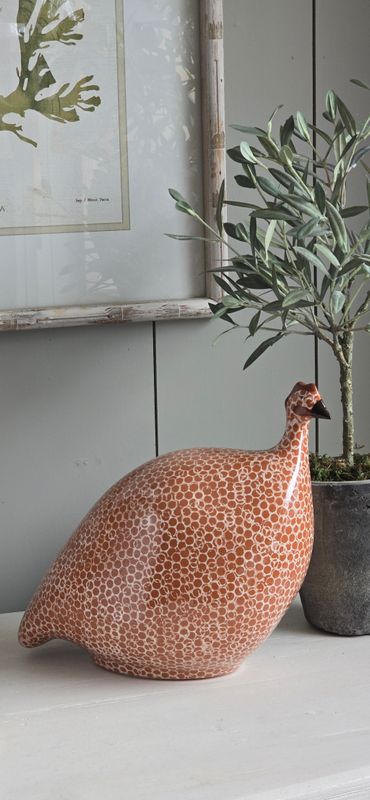 LARGE TERRACOTTA SPOTTED GUINEA FOWL