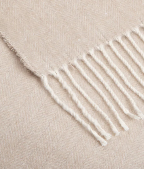 STONE COTTON HERRINGBONE THROW