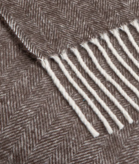 DARK CHOCOLATE COTTON HERRINGBONE THROW