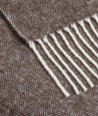 DARK CHOCOLATE COTTON HERRINGBONE THROW