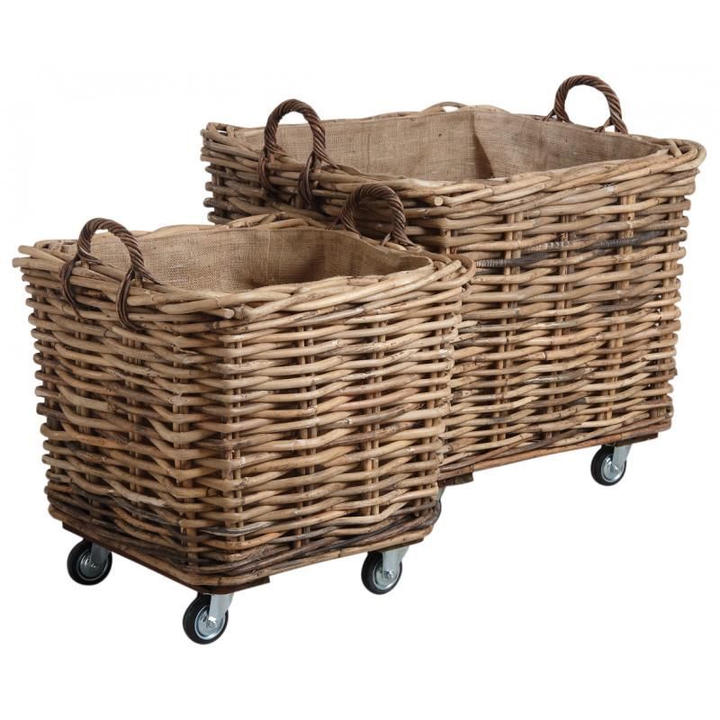 THE RIDGE LINED LOG BASKET ON CASTORS IN MEDIUM