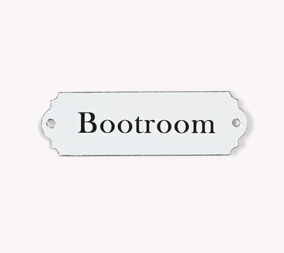 ENAMEL BOOTROOM SIGN - WHITE