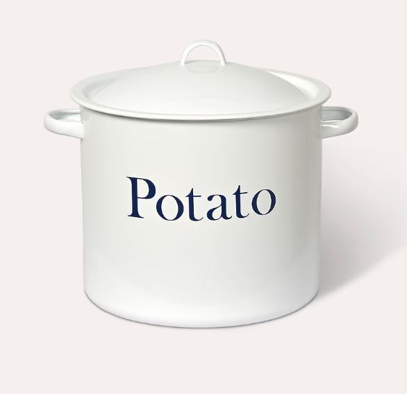 ENAMEL POTATO STORAGE IN WHITE