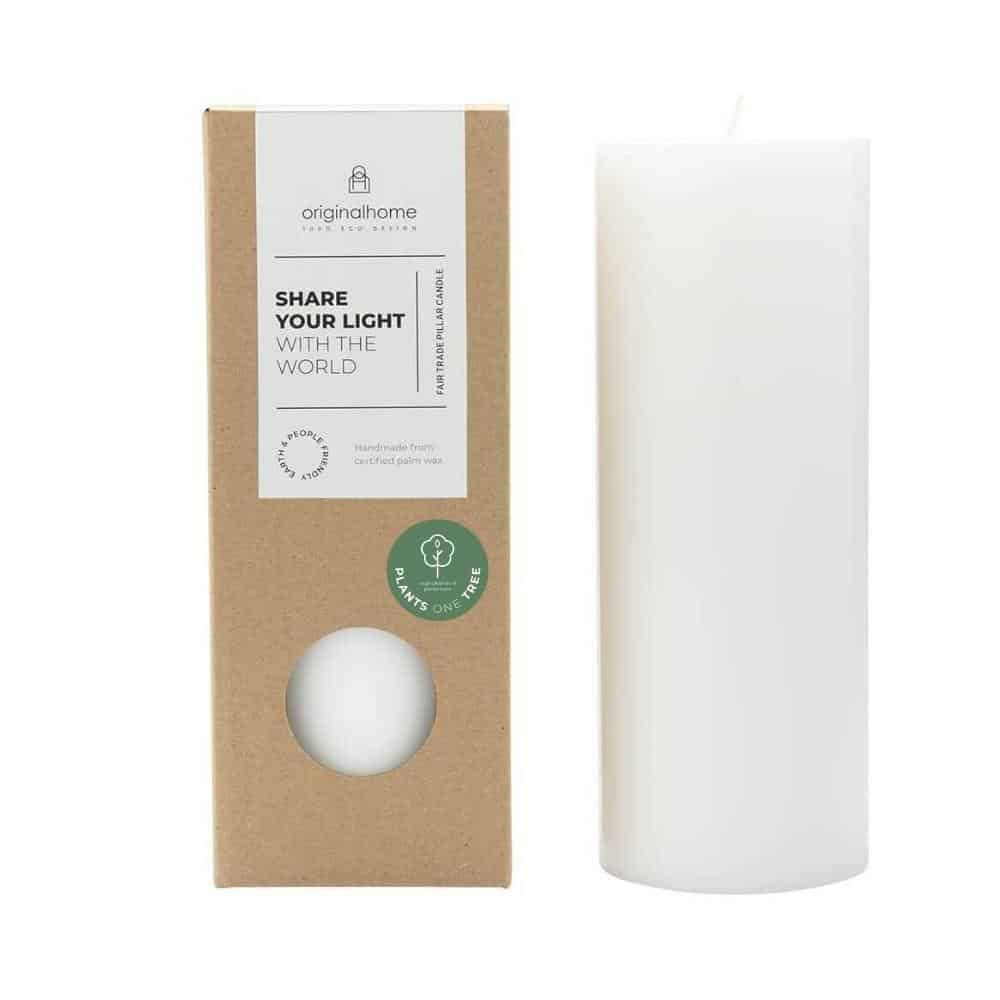 VEGAN PILLAR CANDLE IN WHITE