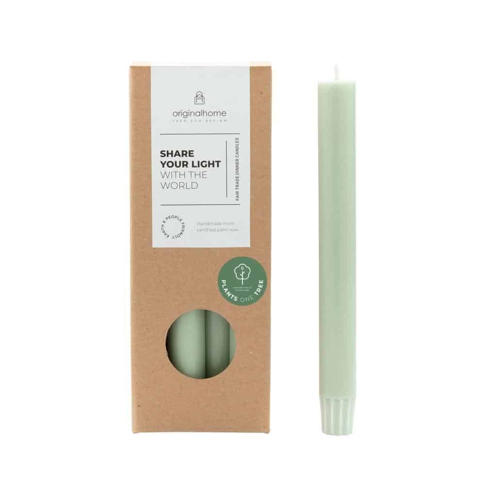 VEGAN DINNER CANDLE 10 PACK IN GREEN