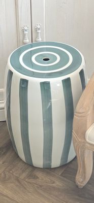 SMOKED GREEN STRIPE CERAMIC STOOL