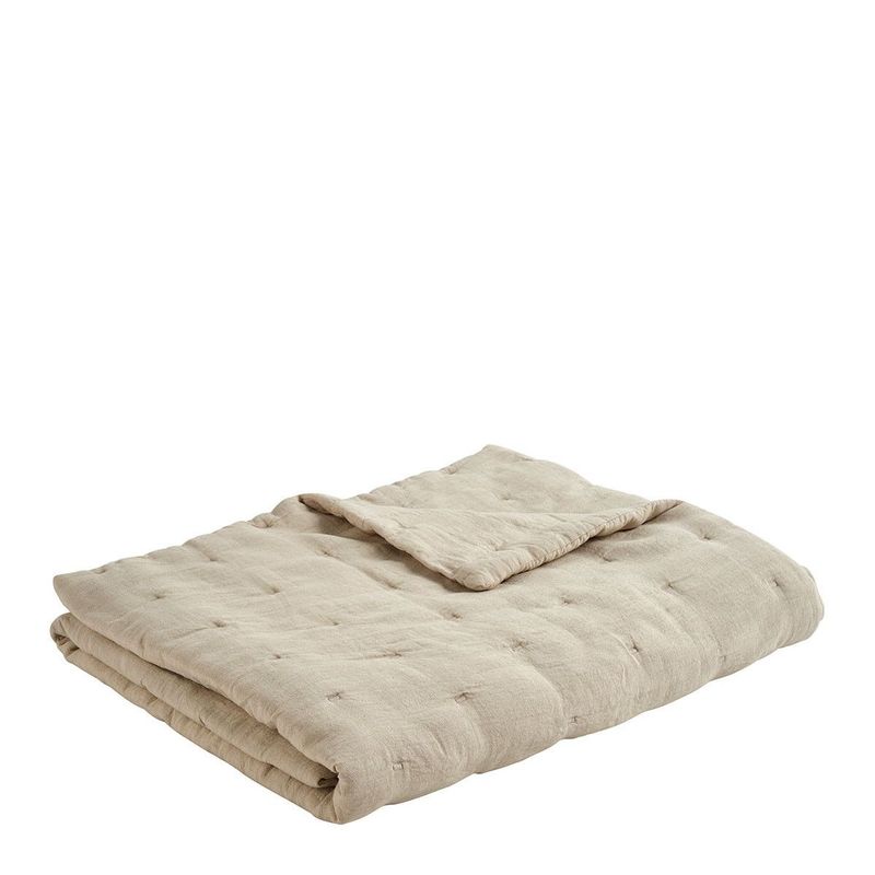 STONE NATURAL CHLOE BEDSPREAD IN WASHED LINEN