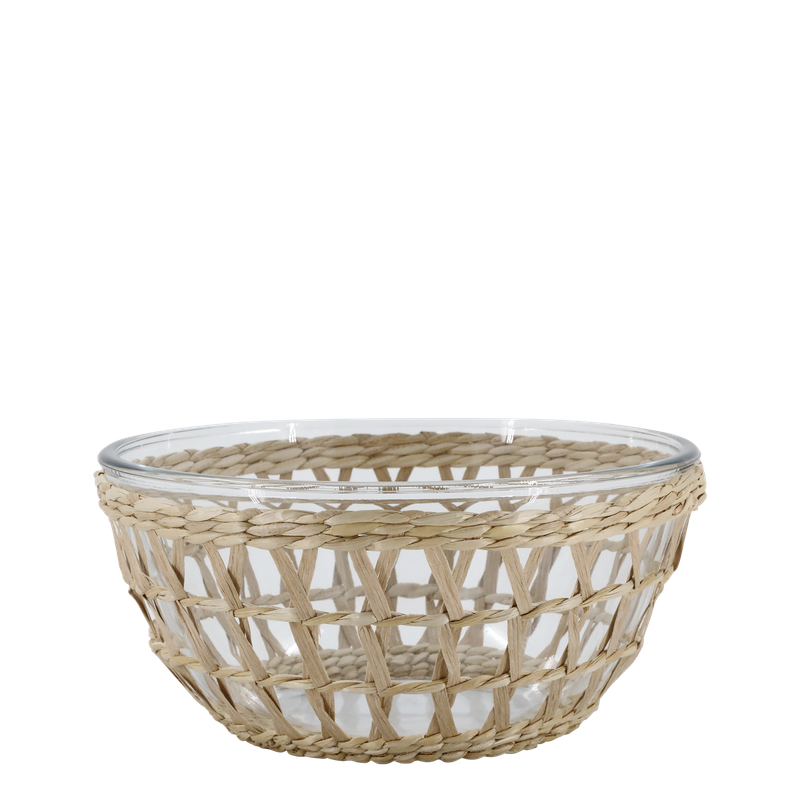 GLASS BOWL INSIDE WICKER COVER