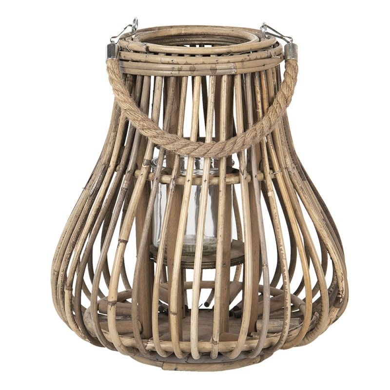 RATTAN HURRICANE WITH GLASS HOLDER FOR TEA LIGHT