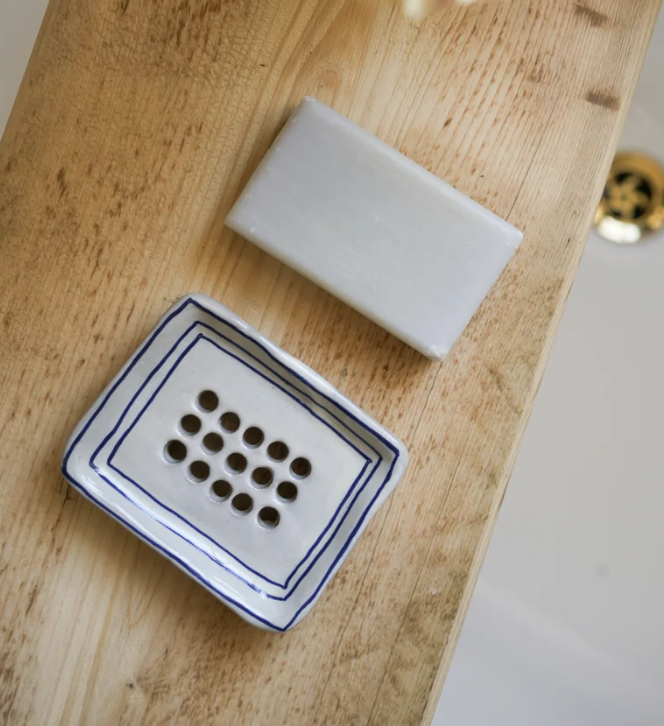 BRETON STRIPE SOAP DISH IN INK