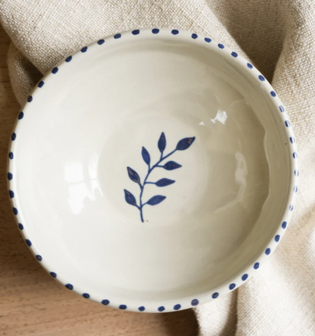 HAND PAINTED BOTANIC SNACK BOWL IN INK