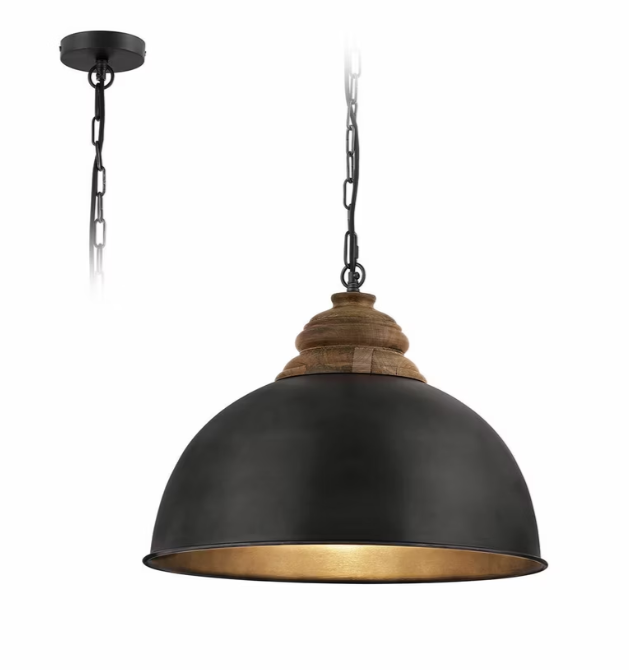 ZEPHARA METAL AND MANGO WOOD PENDANT