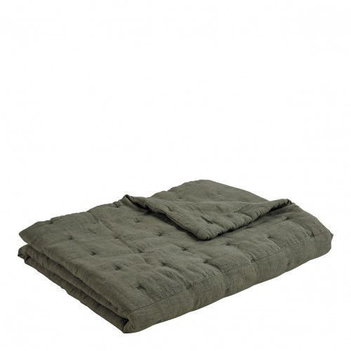 STONE KHAKI CHLOE BEDSPREAD IN WASHED LINEN