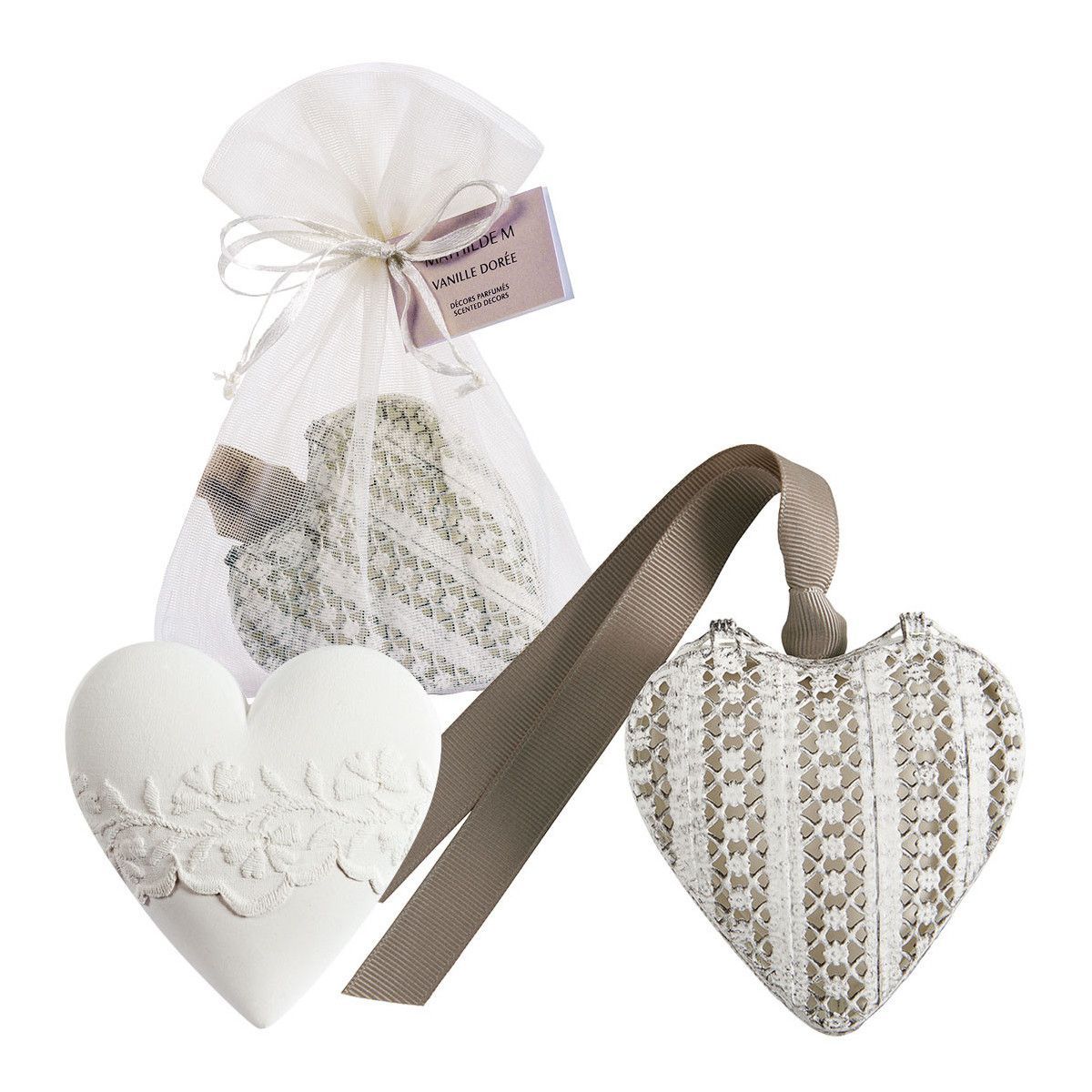 HEART BOX AND SCENTED DECOR VANILLE DOREE