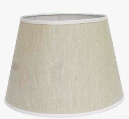 32cm OVAL LINEN SHADE WITH WHITE TRIM