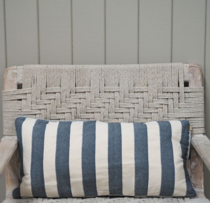 BOLD STRIPE CUSHION IN DARK SLATE 60x30cm
