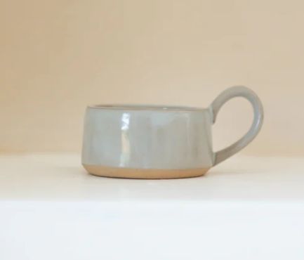 STONEWARE TEALIGHT CUP IN EGGSHELL BLUE