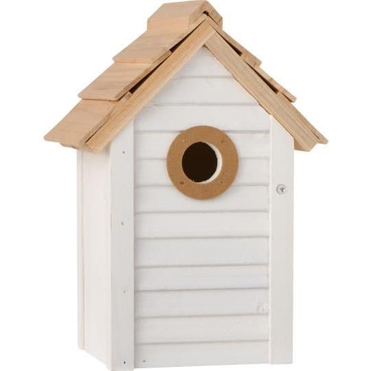 WHITE WOODEN BIRD HOUSE