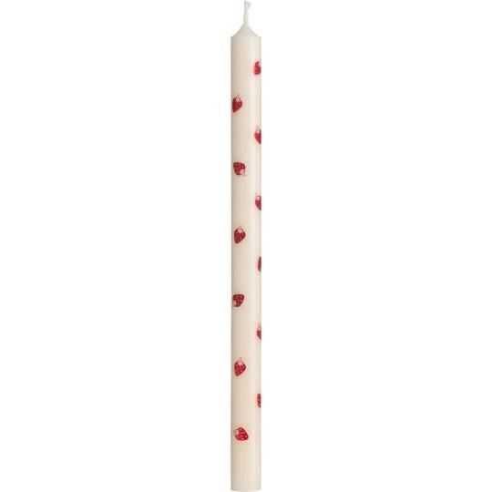 4 X TALL WHITE TAPER CANDLES WITH STRAWBERRIES